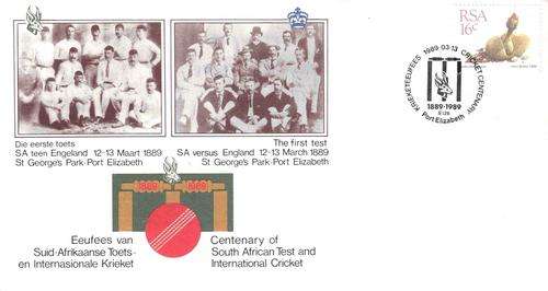 1989 - SA Commemorative Cover- Sport - Cricket - Centenary of SA Test & International Cricket
