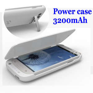 Samsung Galaxy S3 i9300 - 3200mAh Backup Charger/Power Bank/Case flap Cover white