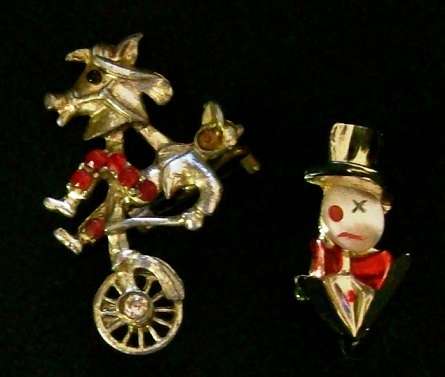 60's Vintage Figurl Brooches - Clown & Jockey