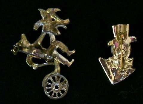 60's Vintage Figurl Brooches - Clown & Jockey