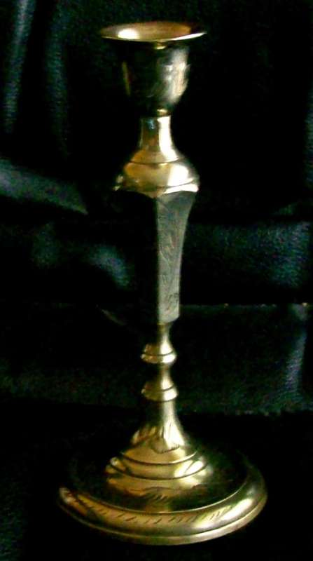BRASS etched CANDLESTICK HOLDER
