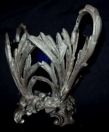 PEWTER BON BON DISH WITH BLUE INNER