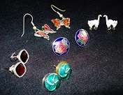 Vintage ear-rings Clooisonne,  Enamel,  Stone