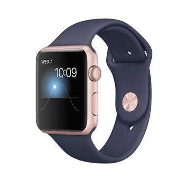 Apple Watch Series 1, 42mm Rose Gold Aluminum Case with Midnight Blue Sport Band