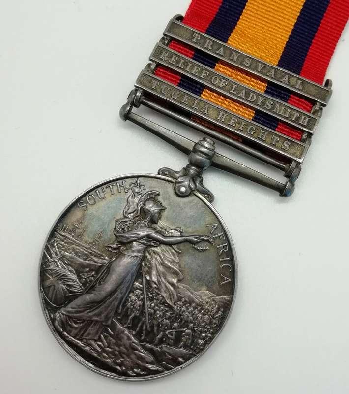 QSA Medal | Three Bars | SERJT : A.J. SMITH. NATAL GUIDES | Beautiful Condition | R1 Start