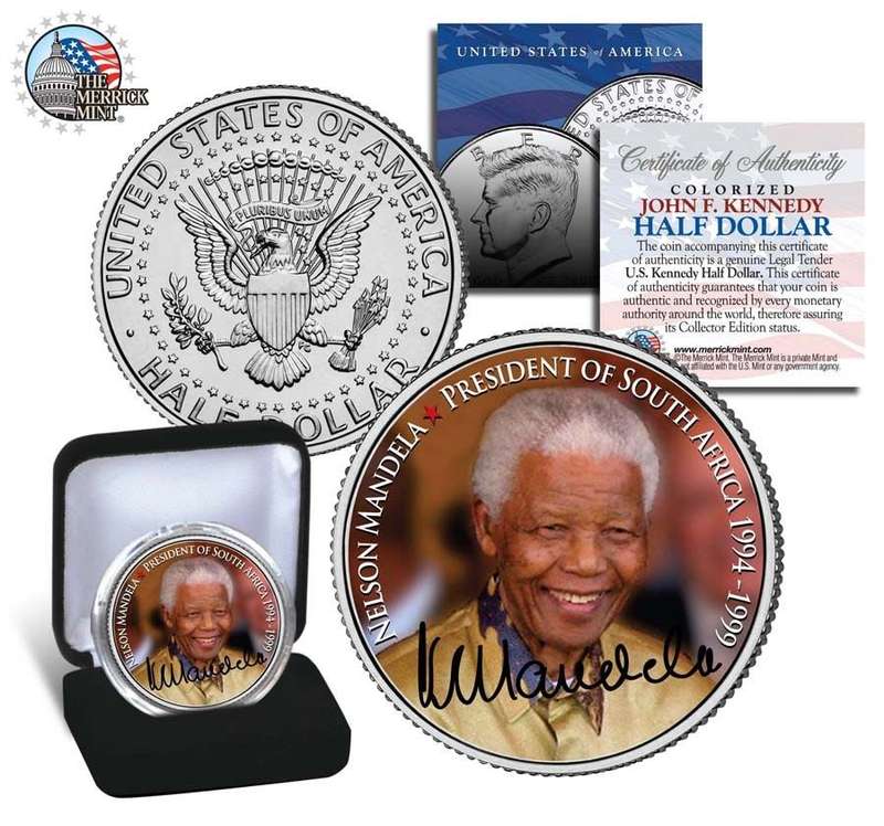 10 x | Nelson Mandela President of SA 94-99 | JFK Half Dollar US Mint | Box & Certificate | R1 Start