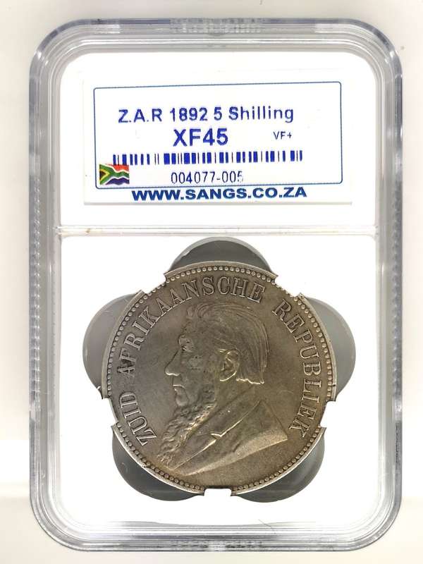 Z.A.R | 1892 | Single Shaft | 5 Shillings | SANGS Graded | XF45 | R1 Start | No Reserve
