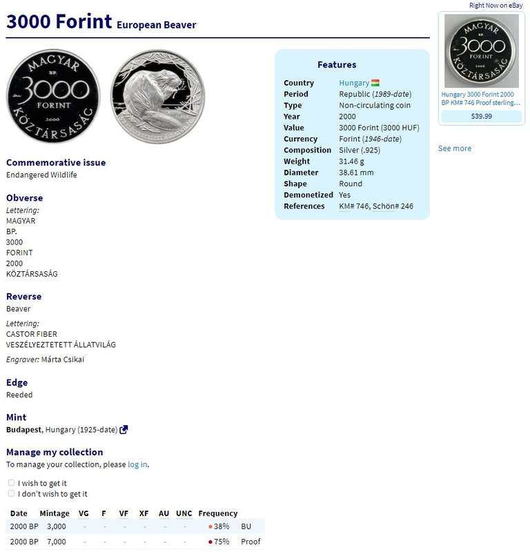 2000 | Endangered Wildlife | The European Beaver | Crown Size | 1oz Proof Silver (925) | R1 Start NR
