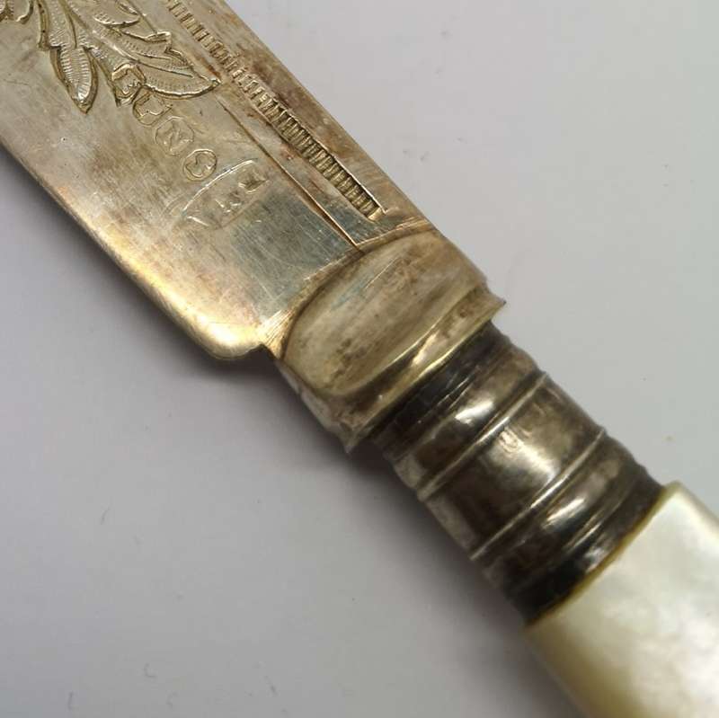 120 Year old | Fish Fork and Knife Set | EPNS | MOP | Mother Of Pearl Handles | Engraved Details