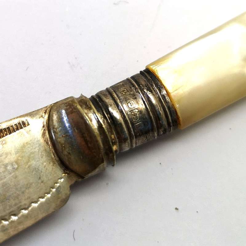 120 Year old | Fish Fork and Knife Set | EPNS | MOP | Mother Of Pearl Handles | Engraved Details