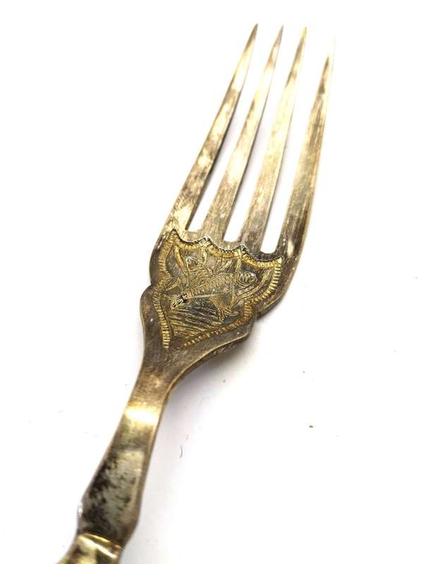 120 Year old | Fish Fork and Knife Set | EPNS | MOP | Mother Of Pearl Handles | Engraved Details