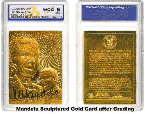 Nelson Mandela | 2013 | Limited Edition | Graded 10 GEM-MT | 23kt | Gold Foil Cards | 10 Available
