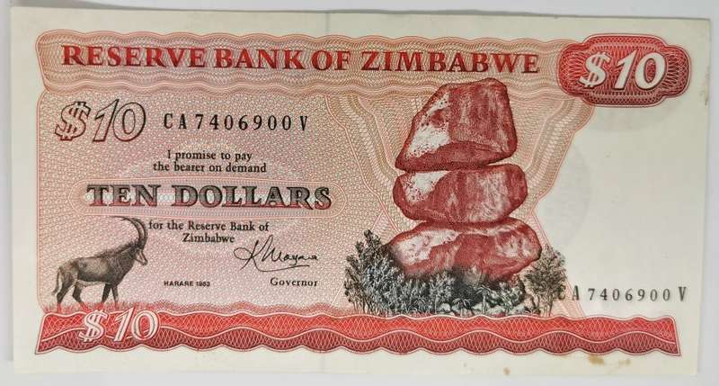 1983 | Set Of 2, 5, 10 & 20 Dollars | "Chiremba Rocks" Issue | Zimbabwe | Signature 2