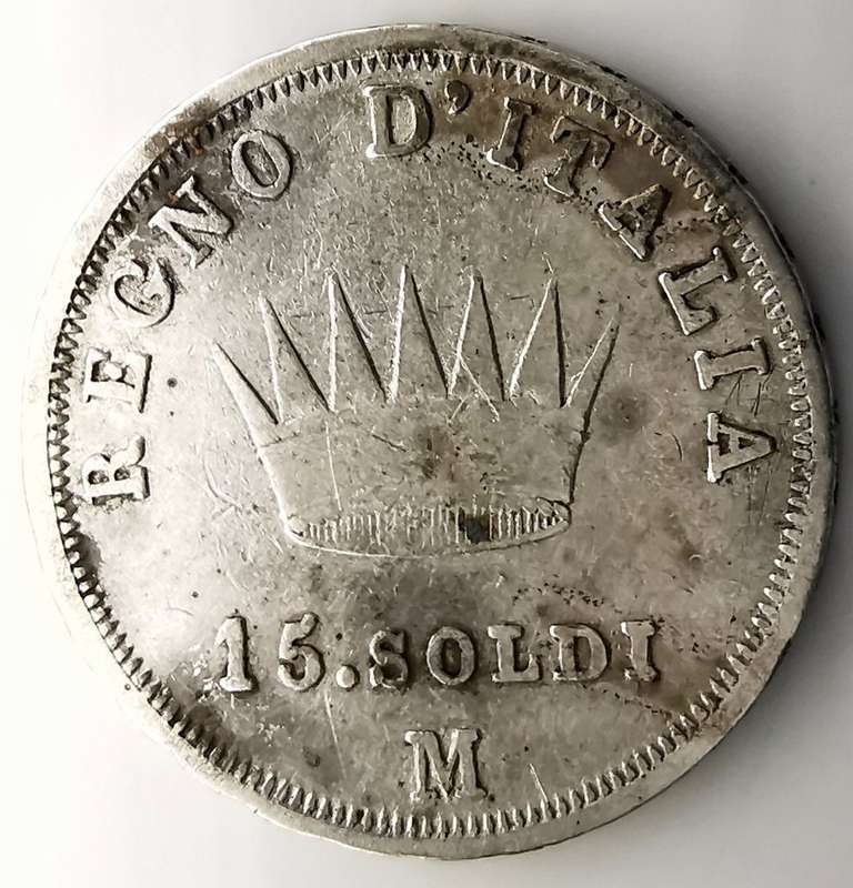 1808 | 15 Soldi | Napoleon I | Italy | 213 Year Old Silver (.900) Coin | 21 mm