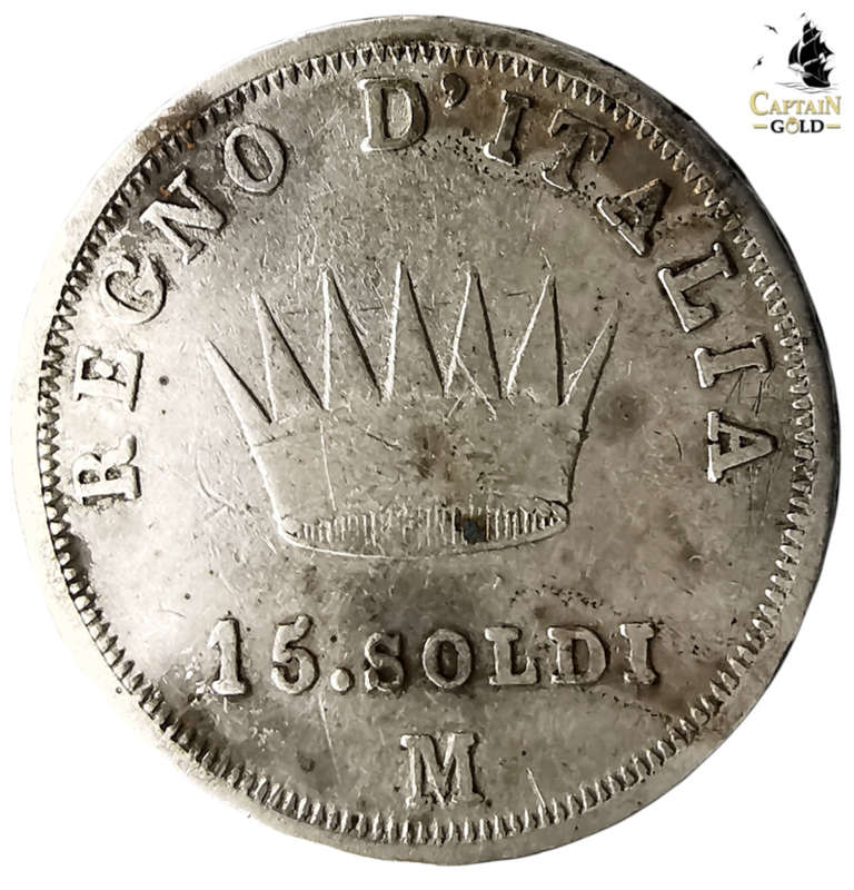 1808 | 15 Soldi | Napoleon I | Italy | 213 Year Old Silver (.900) Coin | 21 mm