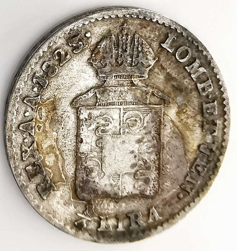 1823 | ¼ Lira | Franz I | Italy | 198 Year Old Silver(.600) Coin | 16mm