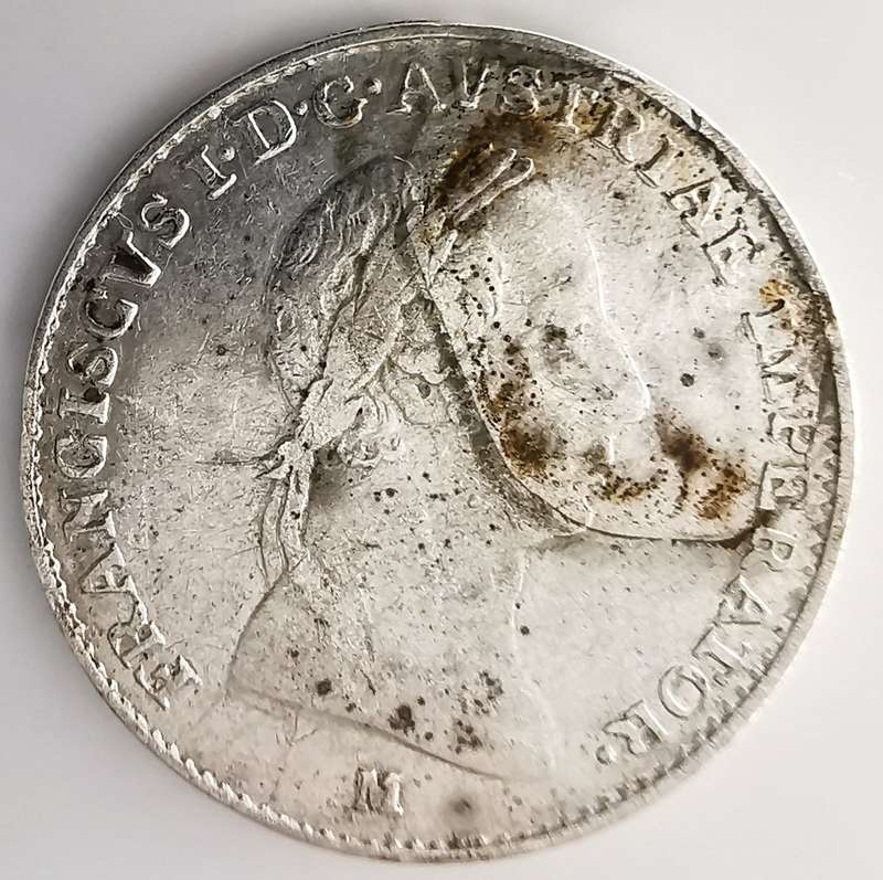 1824 | ½ Lira | Franz I | Italy | 191 Year Old Silver(.900) Coin | 18mm | Low Mintage