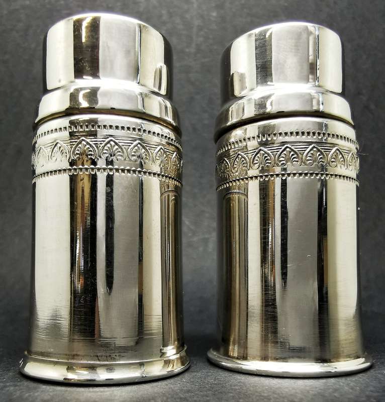 .900 Silver Salt & Pepper Shaker Set | Intricate Detailing on rim of Shakers