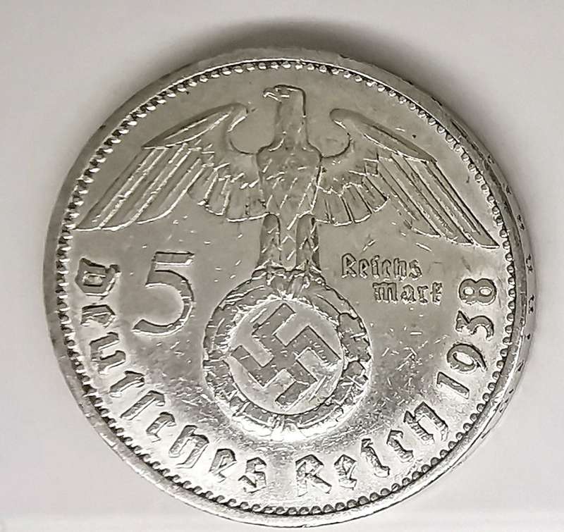 1938 | 5 Reichsmark | Paul von Hindenburg | Germany | 29 mm Silver (.900) Coin