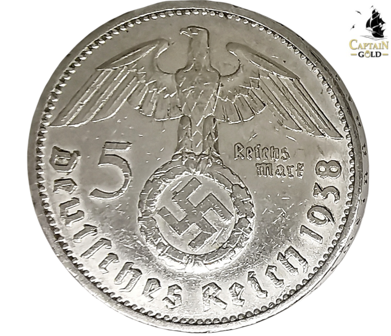 1938 | 5 Reichsmark | Paul von Hindenburg | Germany | 29 mm Silver (.900) Coin