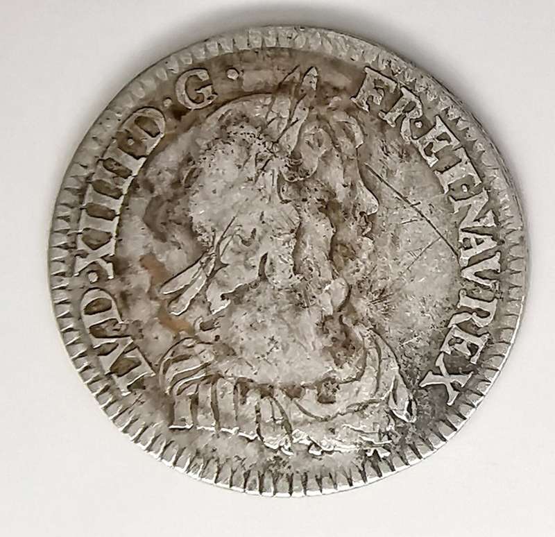 1644 | ¼ Ecu | Louis XIV | France | 377 Year Old, 27 mm Silver (.917) Coin