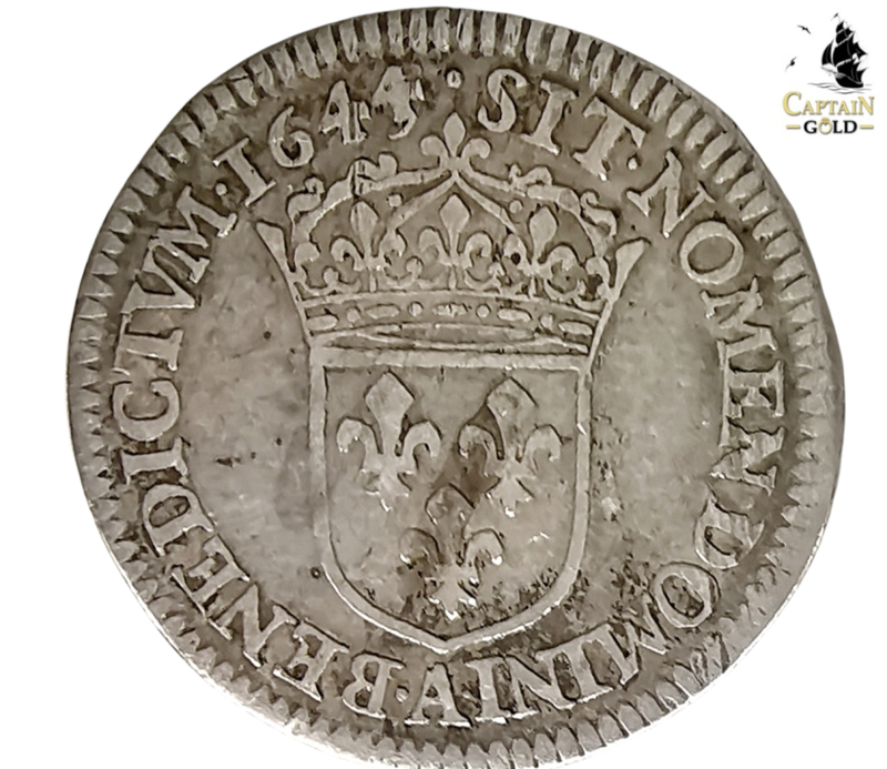 1644 | ¼ Ecu | Louis XIV | France | 377 Year Old, 27 mm Silver (.917) Coin