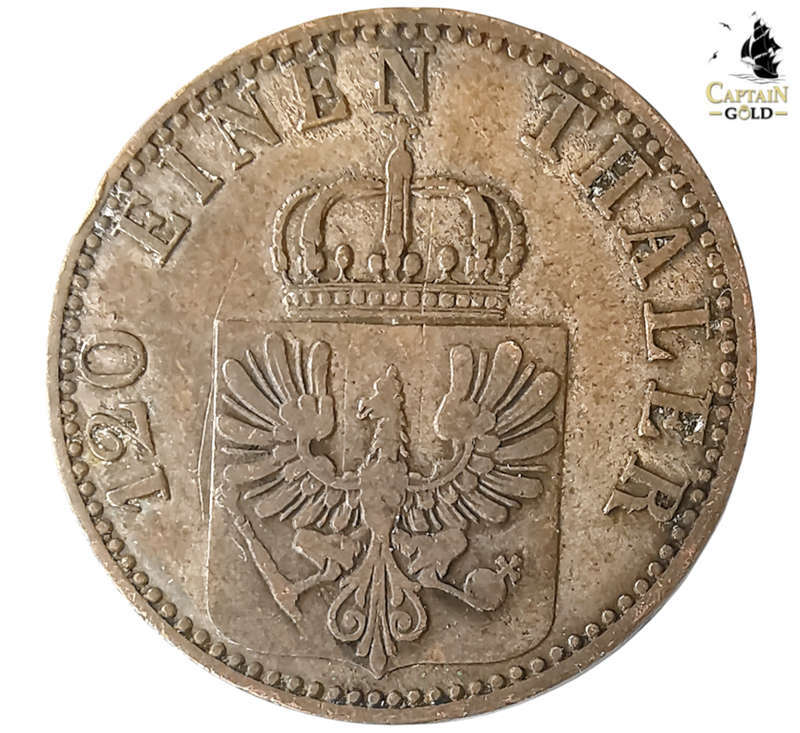 1865 | 3 Pfenninge | Wilhelm I | German states | 156 Year Old, 24 mm Coin