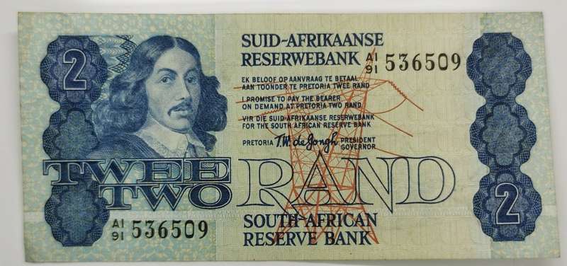 2 Rand Note | UNC | South Africa | Signature: T. W. de Jongh