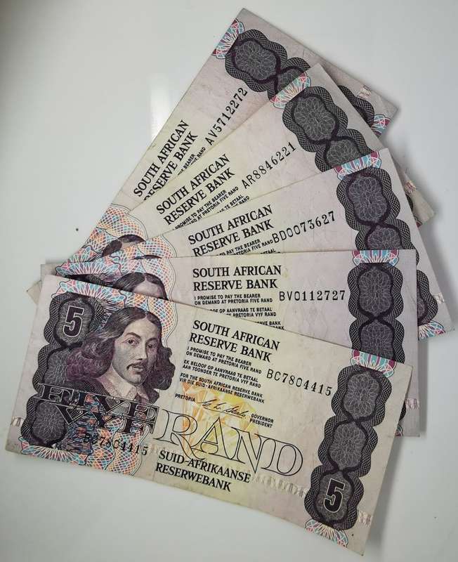 X5 | 5 Rand Notes | South Africa | Signature: C. L. Stals