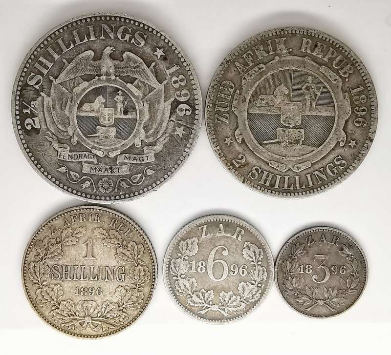 1896 Set | 2 1/2, 2,1 Shillings and 3 & 6 Pence | Zuid-Afrikaanse Republic