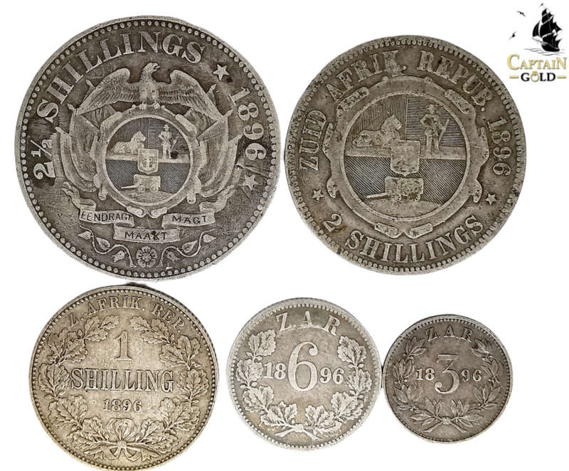 1896 Set | 2 1/2, 2,1 Shillings and 3 & 6 Pence | Zuid-Afrikaanse Republic