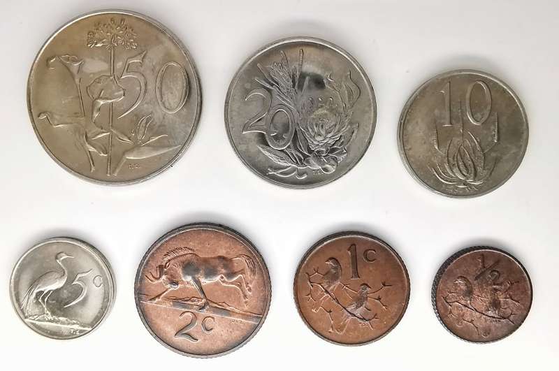 1972 UNC Set | 50c, 20c, 10c, 5c, 2c,1c & 1/2c | South Africa | Afrikaans & English Legend | No Box