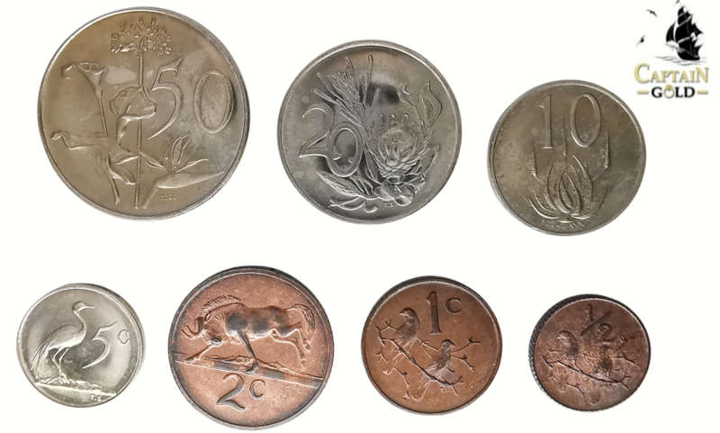 1972 UNC Set | 50c, 20c, 10c, 5c, 2c,1c & 1/2c | South Africa | Afrikaans & English Legend | No Box