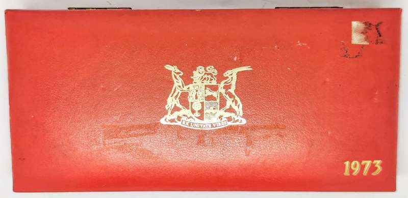 1973 Proof Set | R1, 50c, 20c, 10c, 5c, 2c, 1c, 1/2c | Excluding Gold Coins | Long Proof Set Box