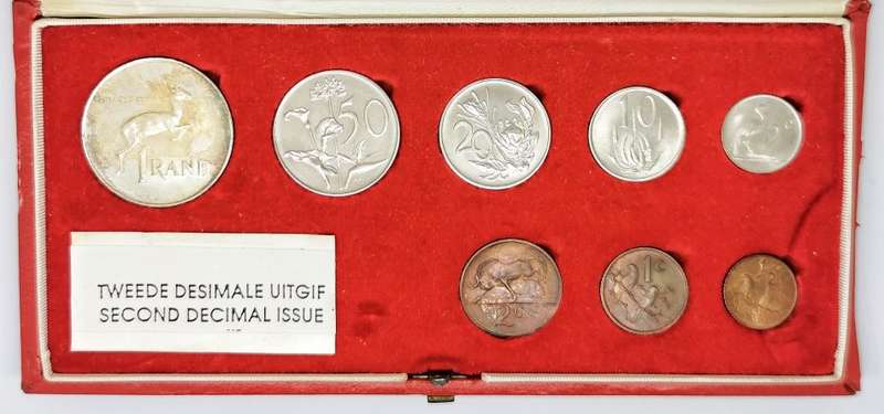 1973 Proof Set | R1, 50c, 20c, 10c, 5c, 2c, 1c, 1/2c | Excluding Gold Coins | Long Proof Set Box