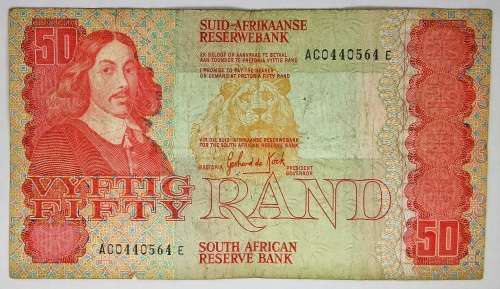 1984 | 50 Rand Note | Signature: G P C de Kock | 3rd Issue | Type 1 | A/E