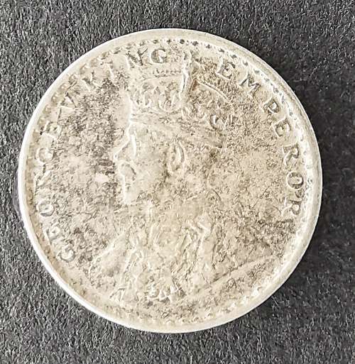 1916 | 2 Annas | George V | Type II | India - British  | 105 Year Old Silver (.917) Coin | 15.4 mm