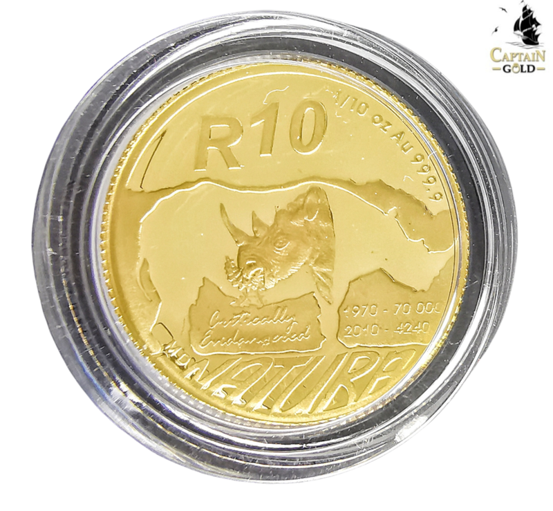 2010 | 1/10 oz | R10 | 24 Carat Gold | SA MINT | The Black Rhino | Natura Series | Lowest On BOB