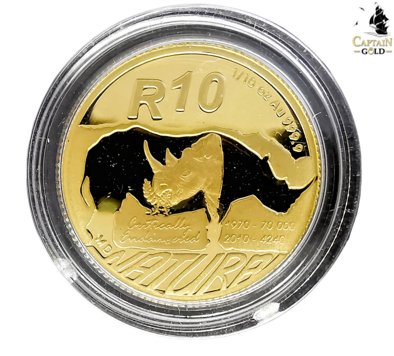 2010 | 1/10 oz | R10 | 24 Carat Gold | SA MINT | The Black Rhino | Natura Series | Lowest On BOB