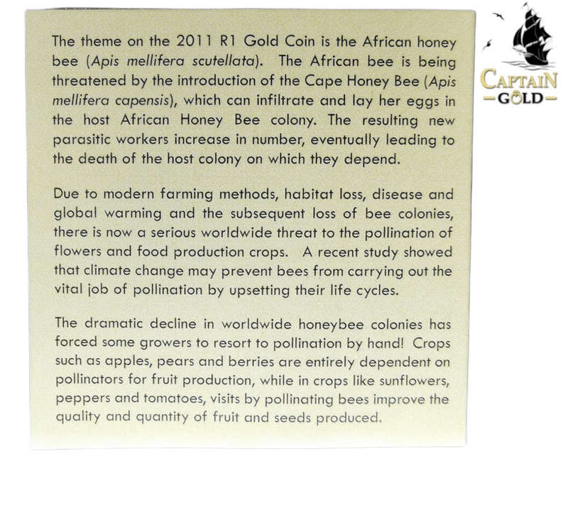 2011 | 1/10 oz | R1 | 24 Carat Gold | SA MINT | The African Honey Bee