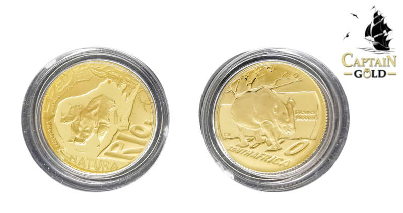2009 and 2010 | 1/10 oz | 24 Carat Gold | Black And White Rhino Set | Natura Series | SA MINT