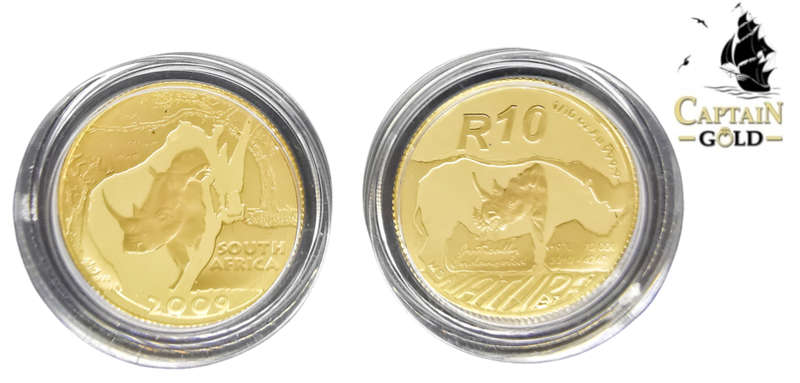 2009 and 2010 | 1/10 oz | 24 Carat Gold | Black And White Rhino Set | Natura Series | SA MINT