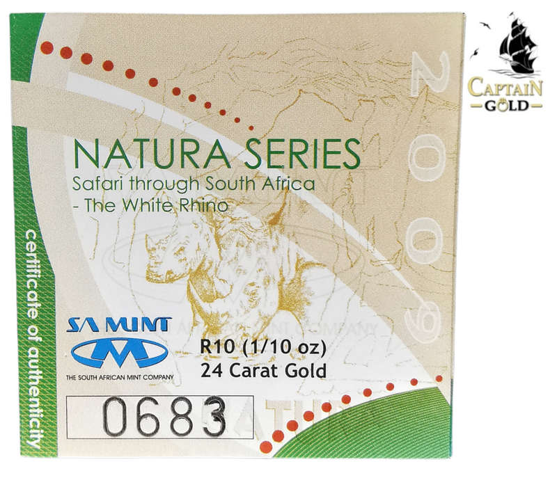 2009 and 2010 | 1/10 oz | 24 Carat Gold | Black And White Rhino Set | Natura Series | SA MINT