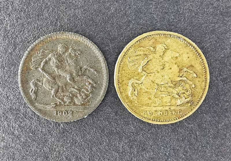 1802 | Set Of 2 small Tokens | Imitation of 1 Crown | Lauer