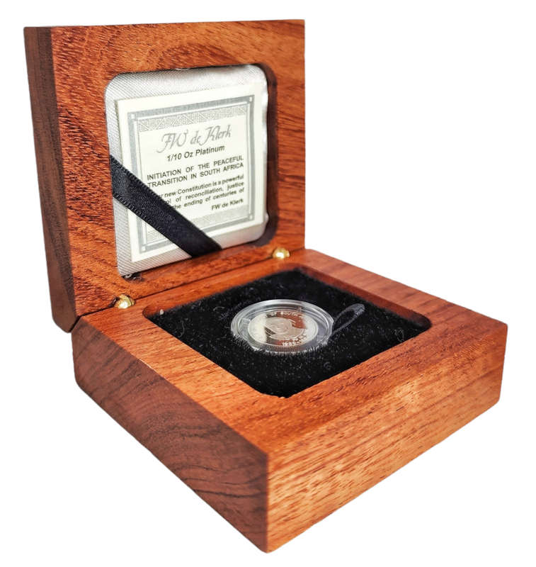 1989-1994 | FW de Klerk | 1/10 oz Platinum 99.5 | State President Of SA | Proof Coin | Includes Box
