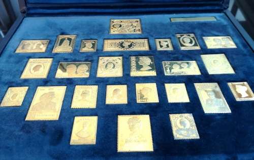.925 Sterling Silver Gold Plated | Treasures from the Royal Collection | Minted Replica Stamps| 438g