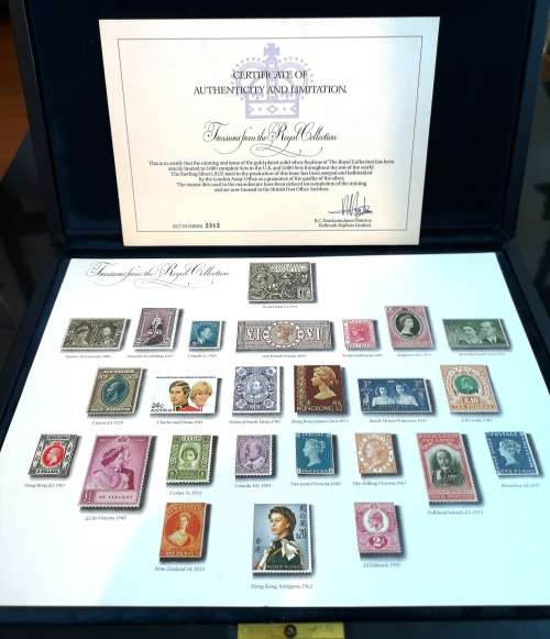 .925 Sterling Silver Gold Plated | Treasures from the Royal Collection | Minted Replica Stamps| 438g