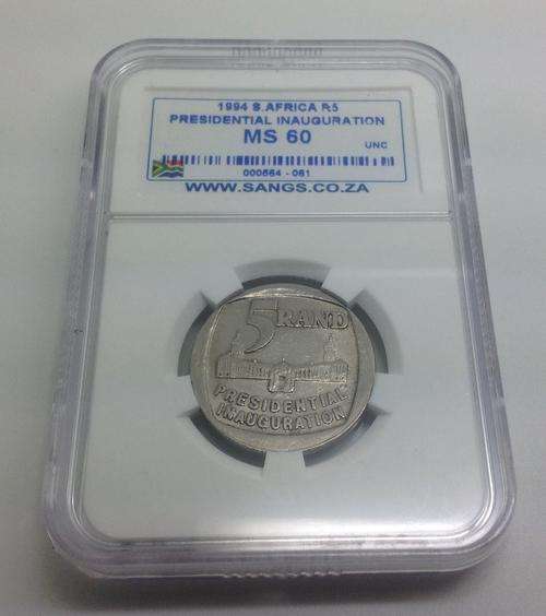 *** MS60 *** Graded 1994 Inauguration R5 Coin  *** Complete Your collection *** Rare Grade ***