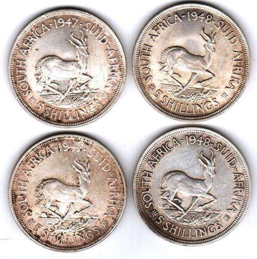 **Silver CROWN Sale**1947x2 plus 1948x2 5 Shillings @ Low Price..Great Condition as per scan