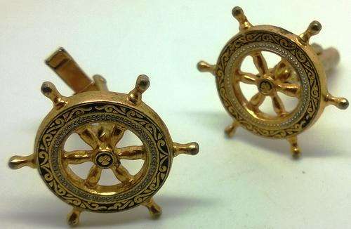 STUNNING**old Ship Steering wheel Cufflinks   ** have a look at the pictures *